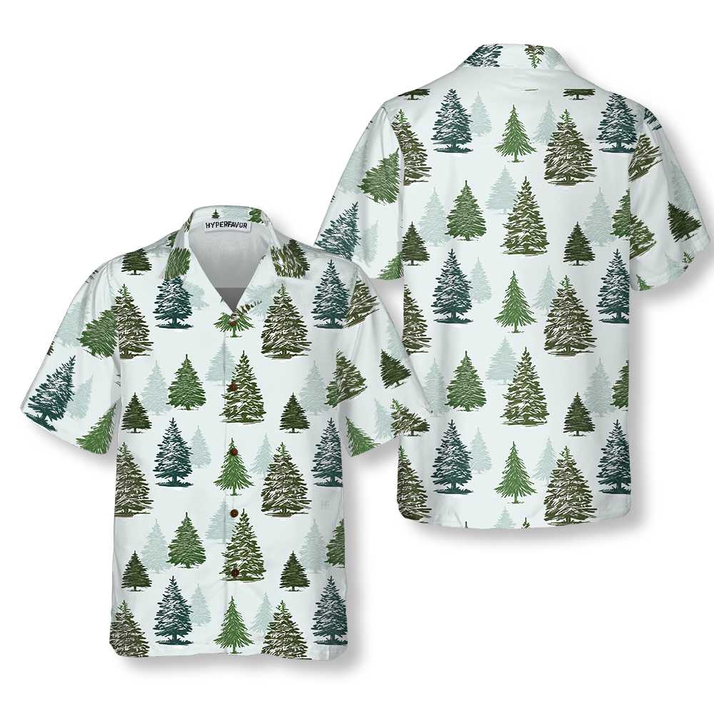 WW | Weihnachtsbaum-Muster-Hemd für Herren Weihnachts-Hawaiihemd