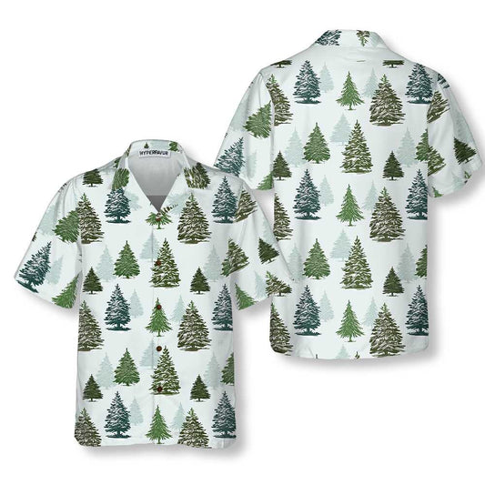 WW | Men's Christmas Tree Pattern Shirt Christmas Hawaiian Shirt