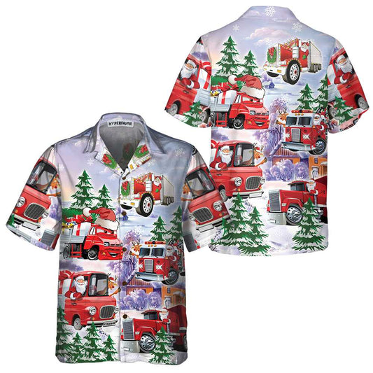 WW | Weihnachts-Truck Hawaiihemd, Roter Truck Weihnachtshemd, Bestes Weihnachtsgeschenk
