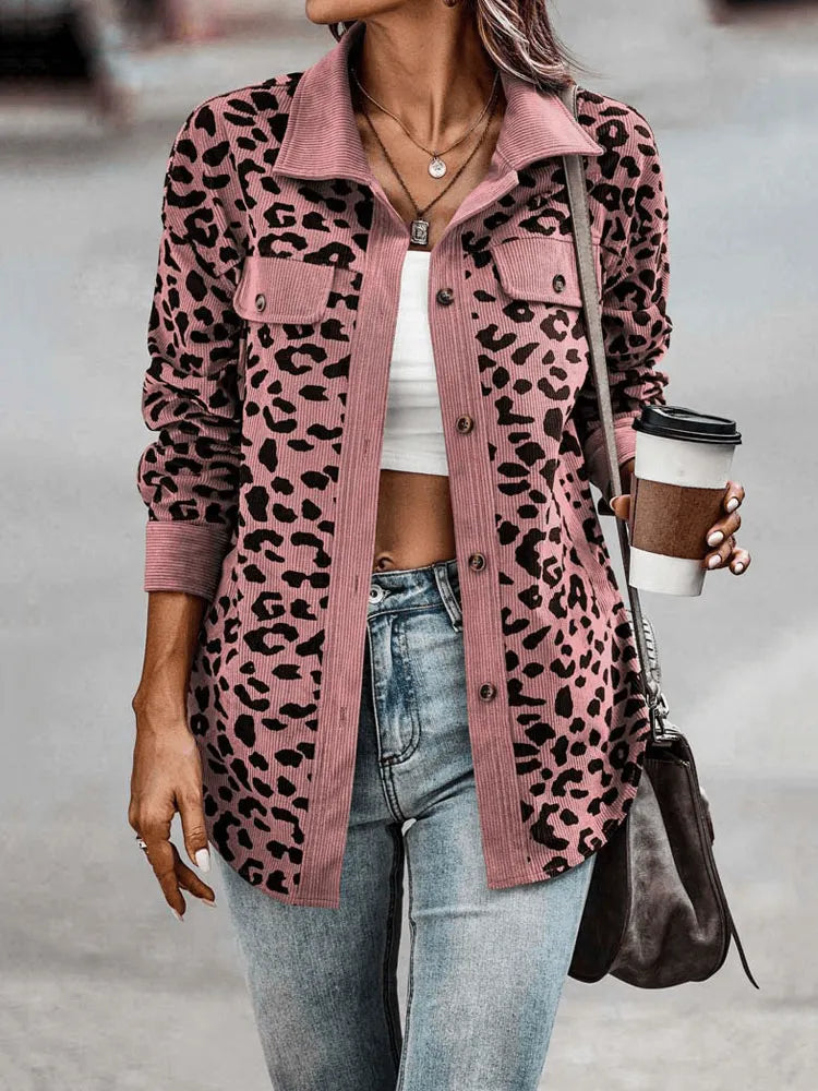 WW | Leopard Print Casual Chic with a Neutral Collar Perfect for Spring