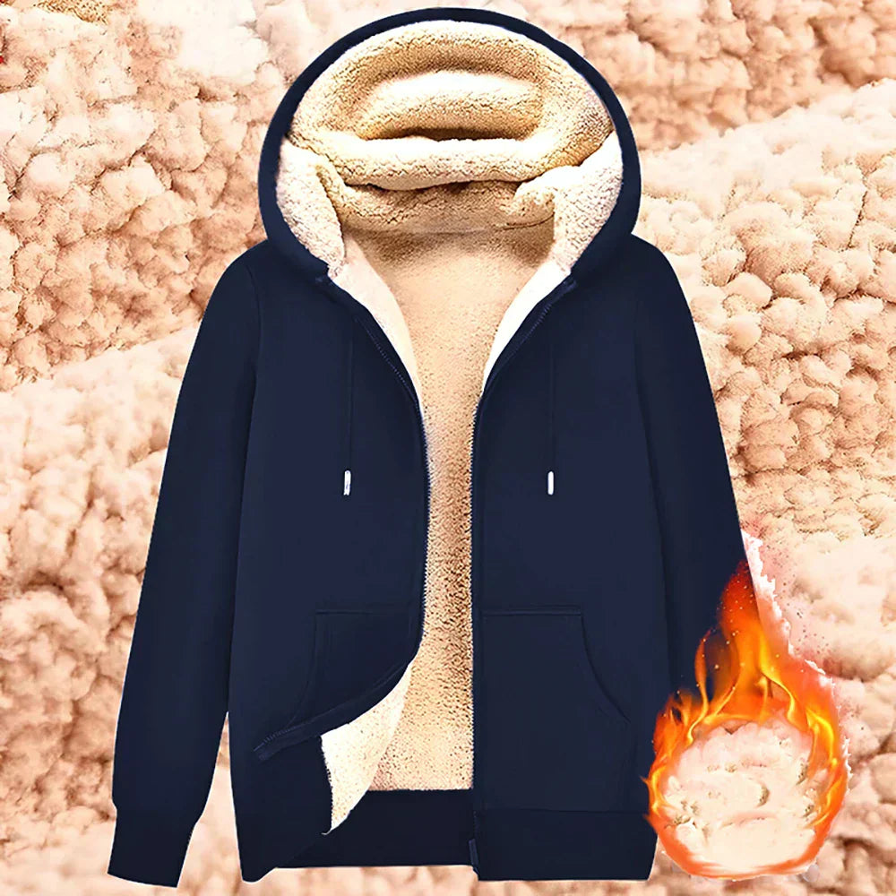 WW | Hoodie aus Lambswool - warmer & weicher Sweatshirt mit Kapuze und Plüschfutter für den Winter