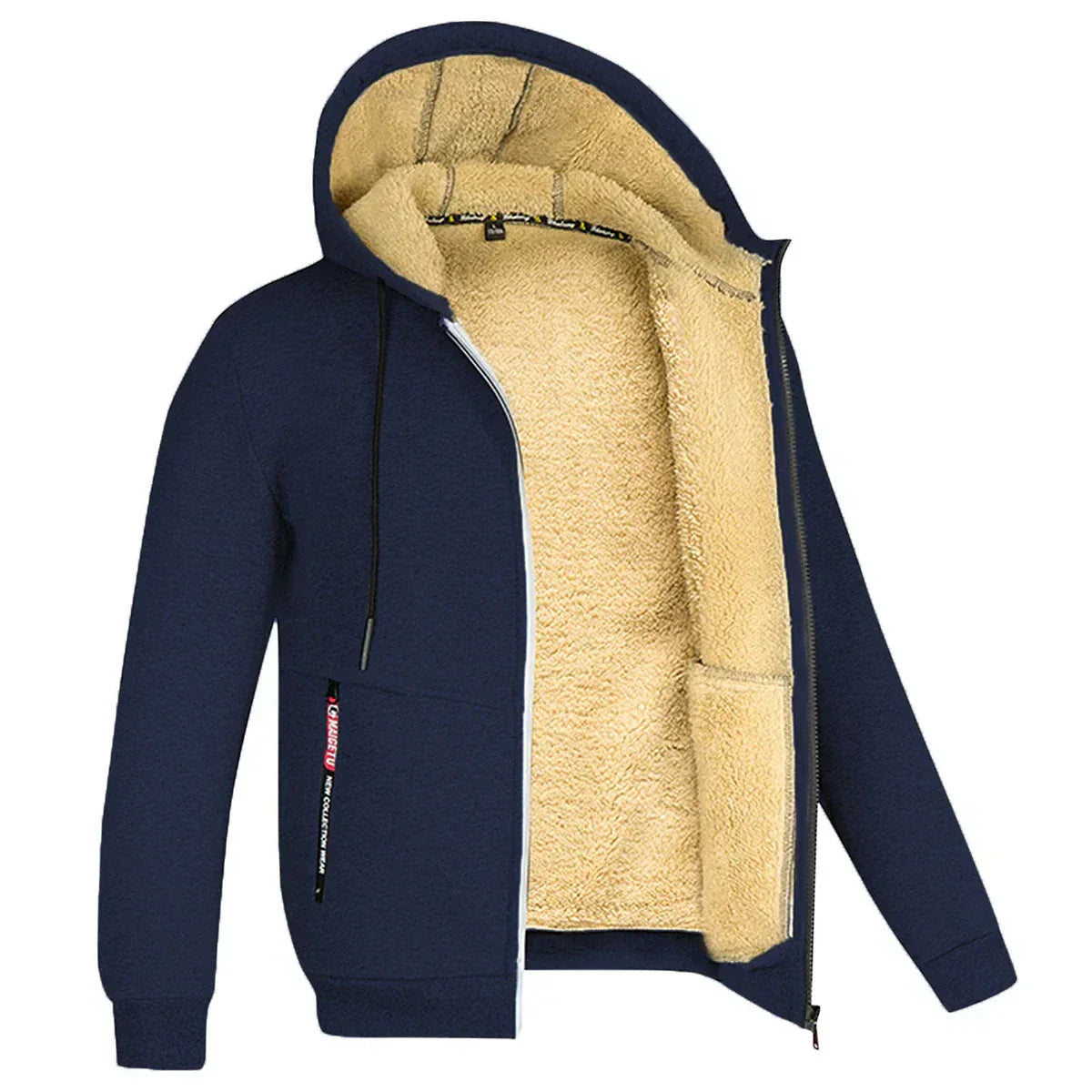 WW | Hoodie aus Lambswool - warmer & weicher Sweatshirt mit Kapuze und Plüschfutter für den Winter