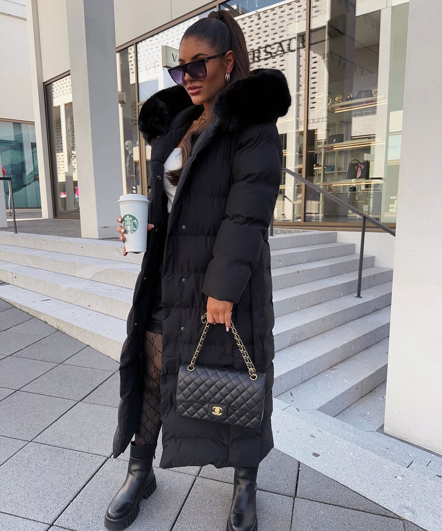 WW | Women's Long Quilted Winter Parka with Hood and Belt