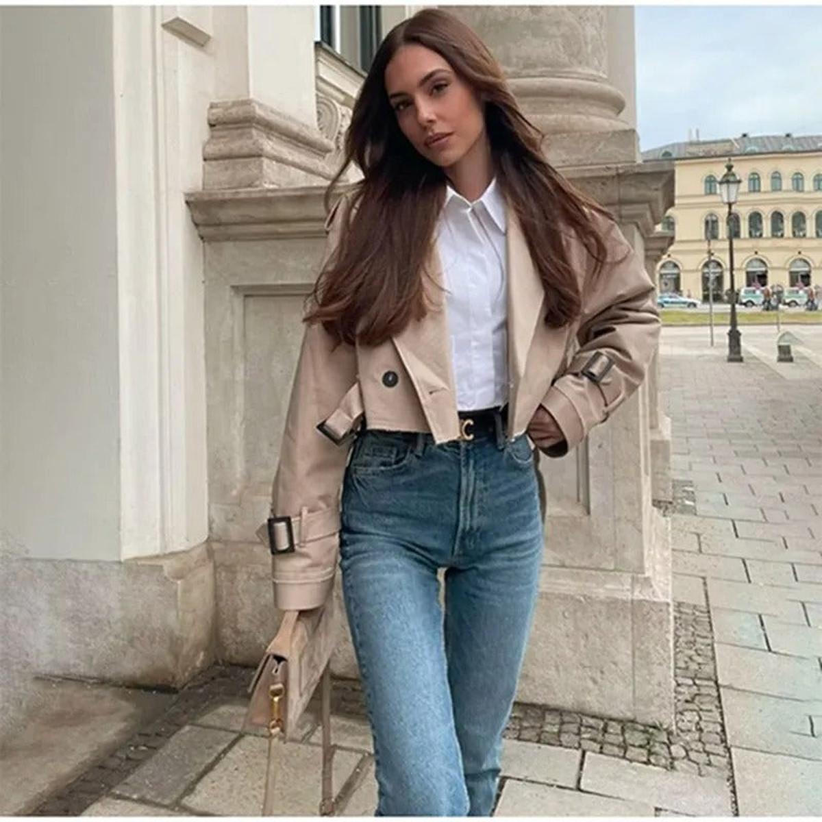 WW | Klassische Beige Damenkurzjacke Für Alle Anlässe