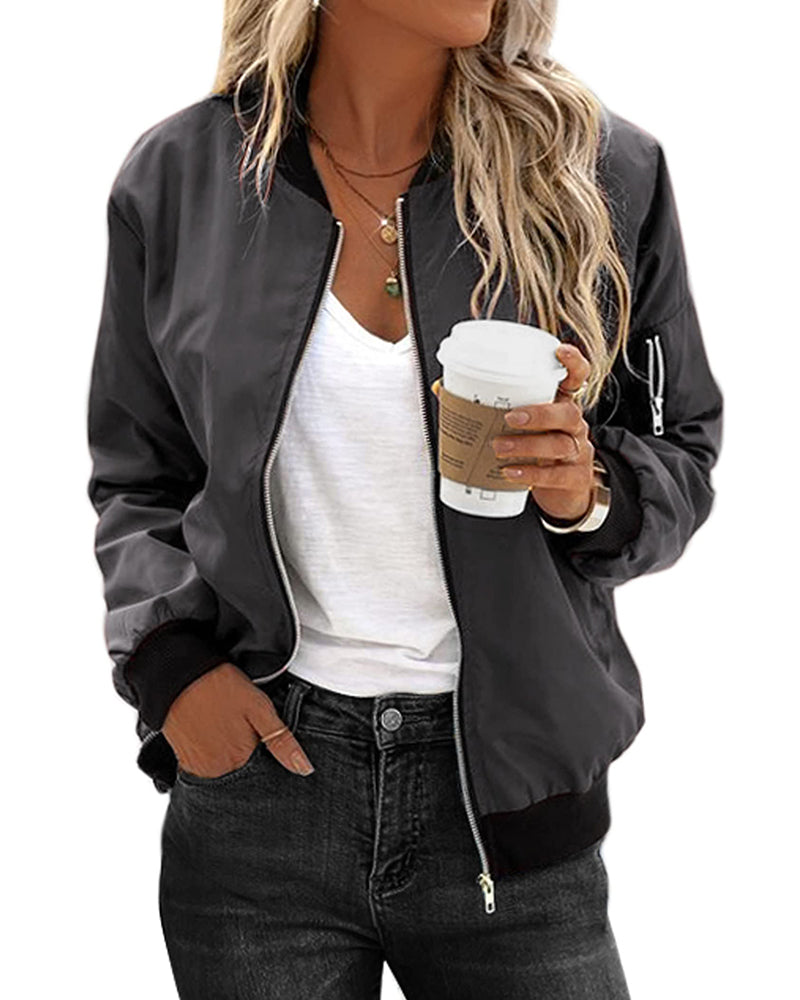 WW | stylish classic bomber jacket with pockets - perfect for any occasion