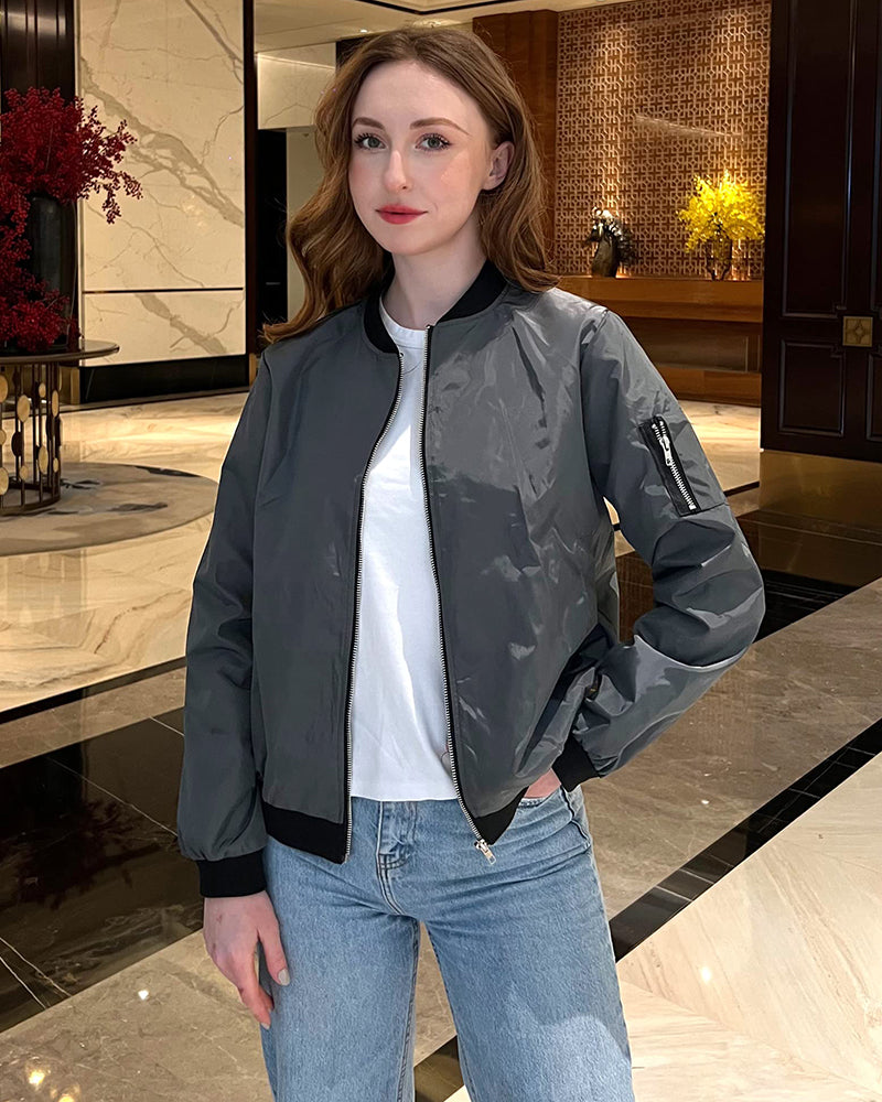 WW | stylish classic bomber jacket with pockets - perfect for any occasion