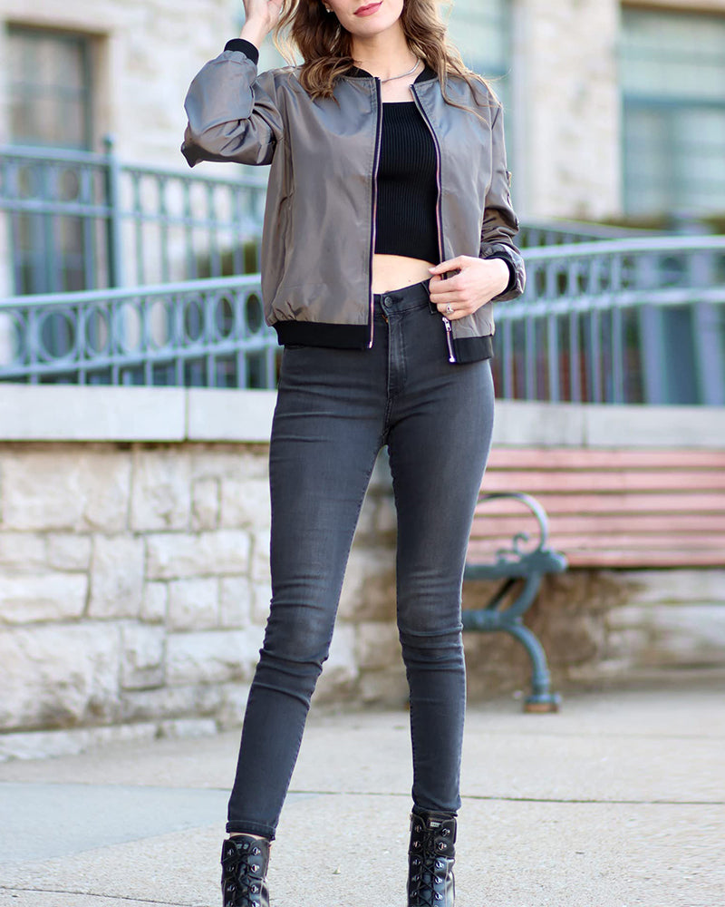 WW | stylish classic bomber jacket with pockets - perfect for any occasion