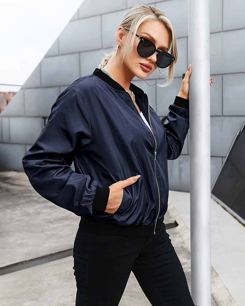 WW | stylish classic bomber jacket with pockets - perfect for any occasion