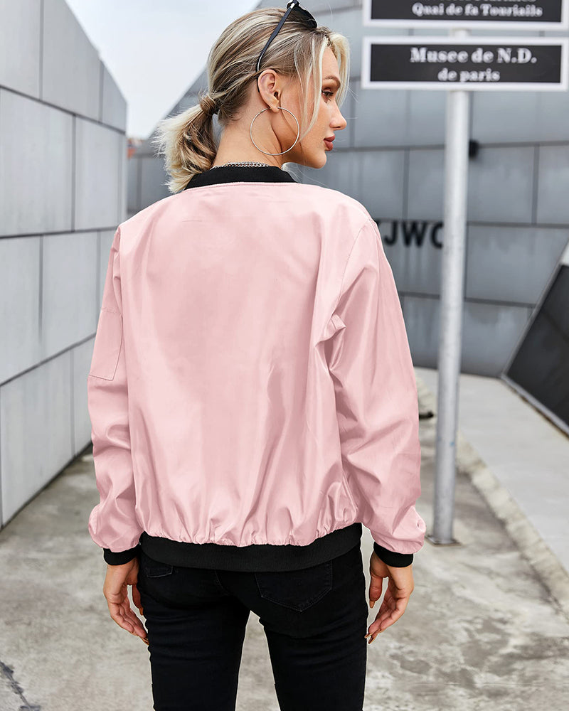 WW | stylish classic bomber jacket with pockets - perfect for any occasion