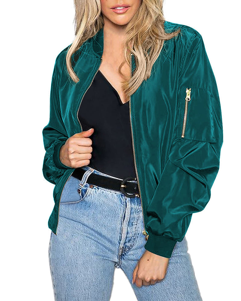 WW | stylish classic bomber jacket with pockets - perfect for any occasion