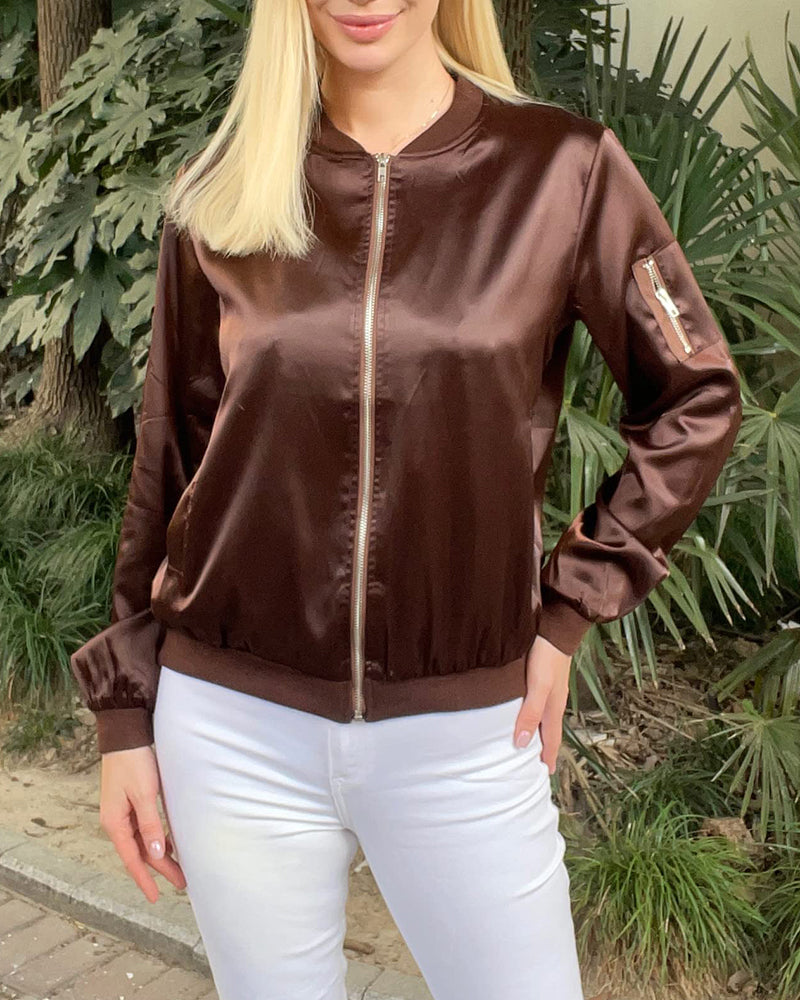 WW | stylish classic bomber jacket with pockets - perfect for any occasion