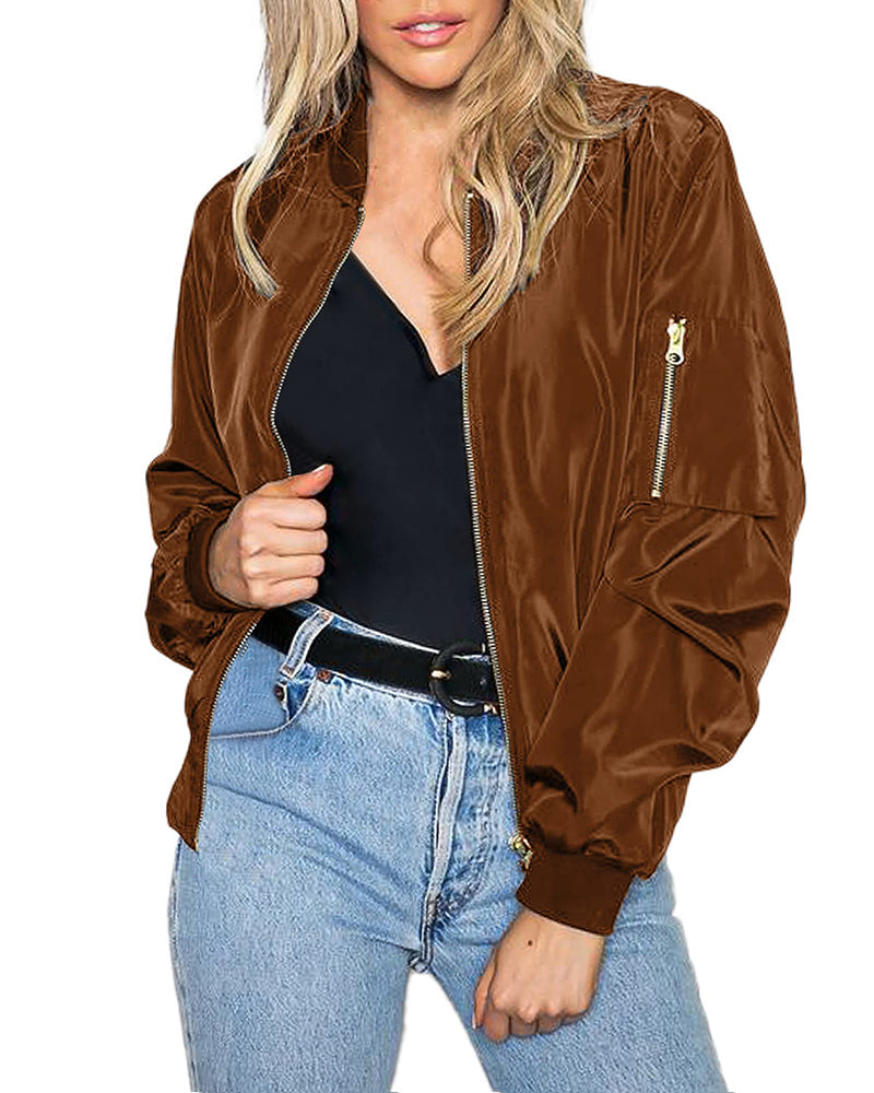 WW | stylish classic bomber jacket with pockets - perfect for any occasion