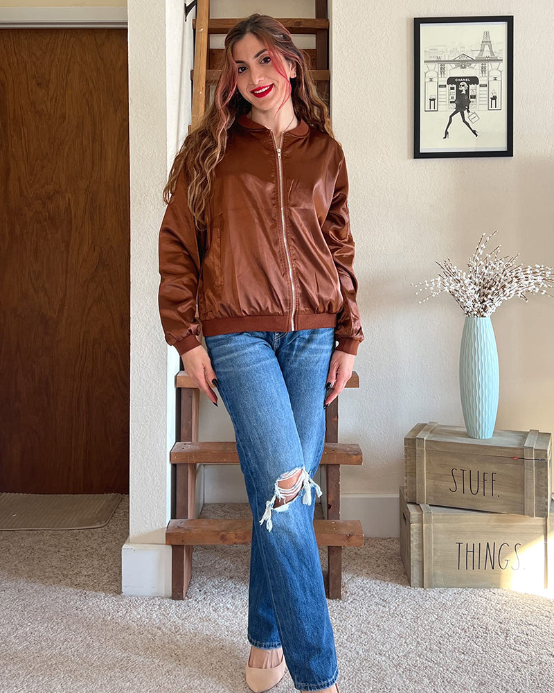 WW | stylish classic bomber jacket with pockets - perfect for any occasion