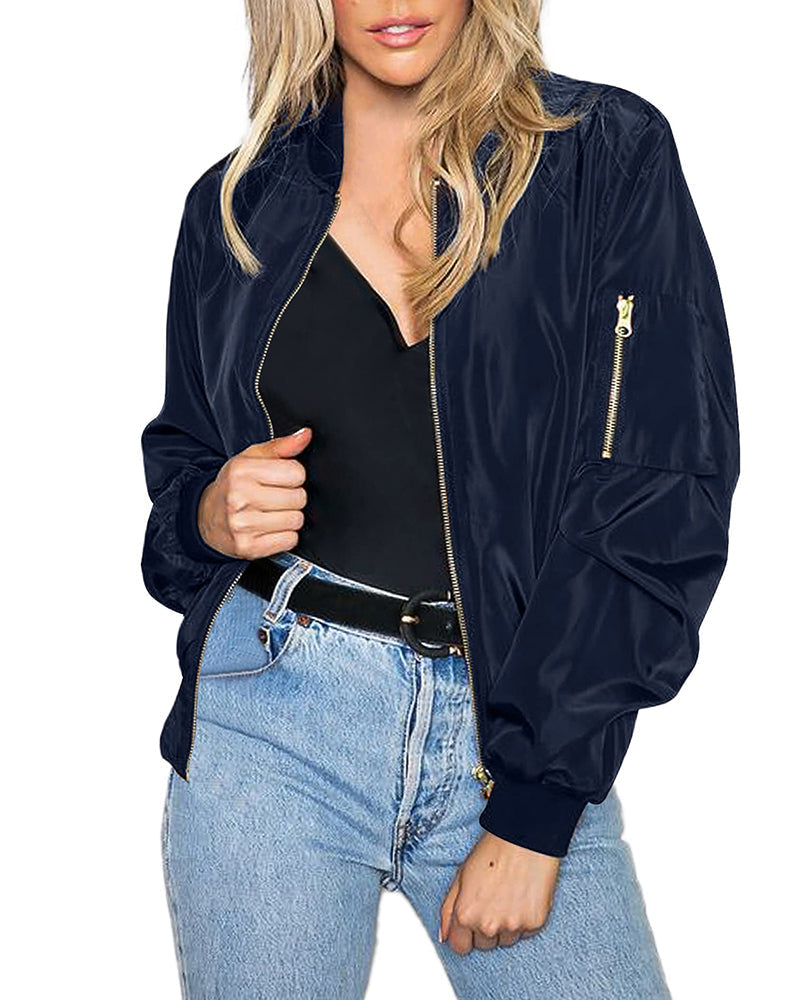 WW | stylish classic bomber jacket with pockets - perfect for any occasion