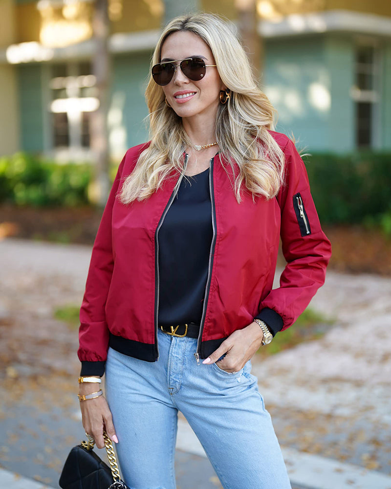 WW | stylish classic bomber jacket with pockets - perfect for any occasion