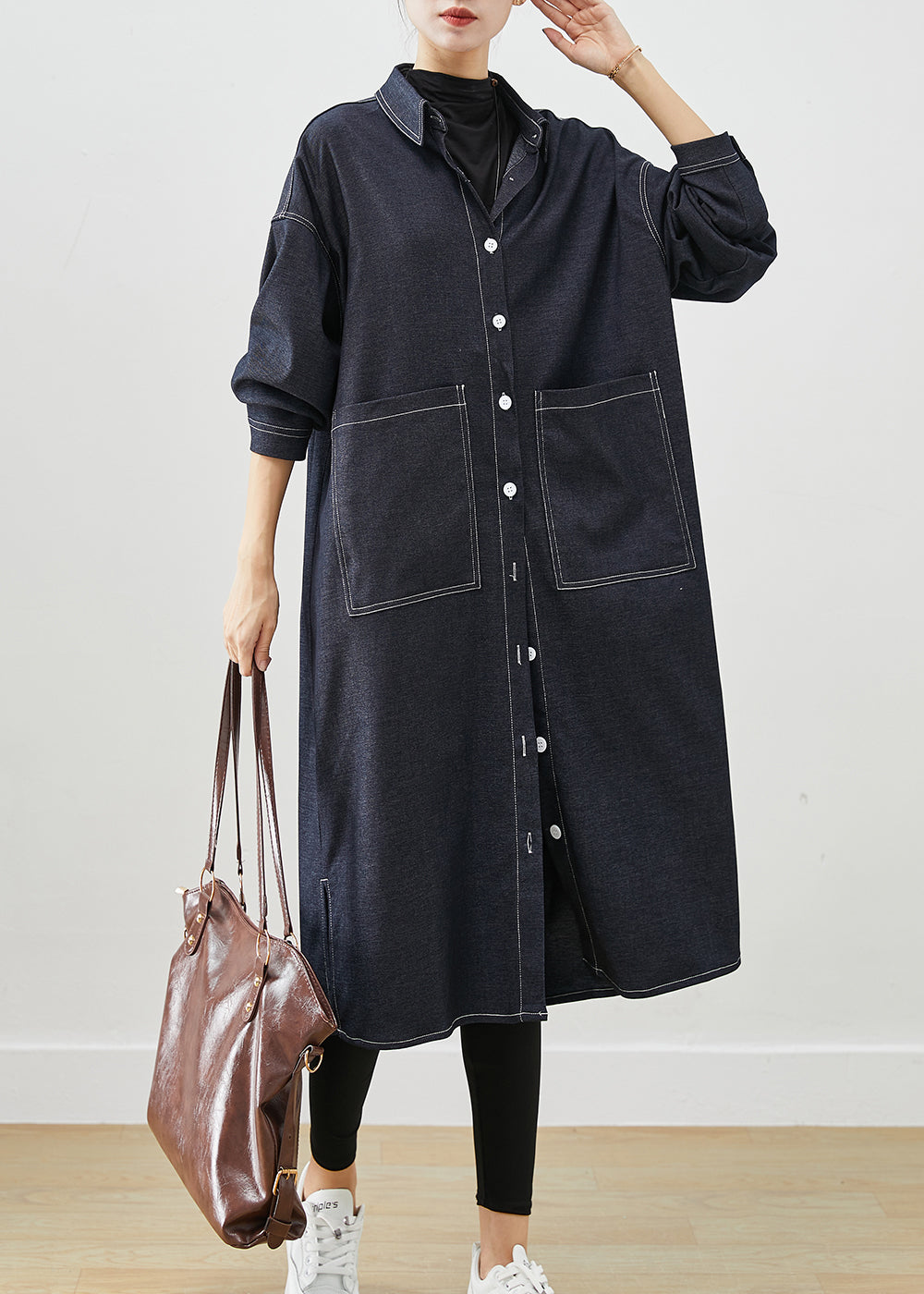 WW | Black Oversized Side-Open Denim Trench Coats