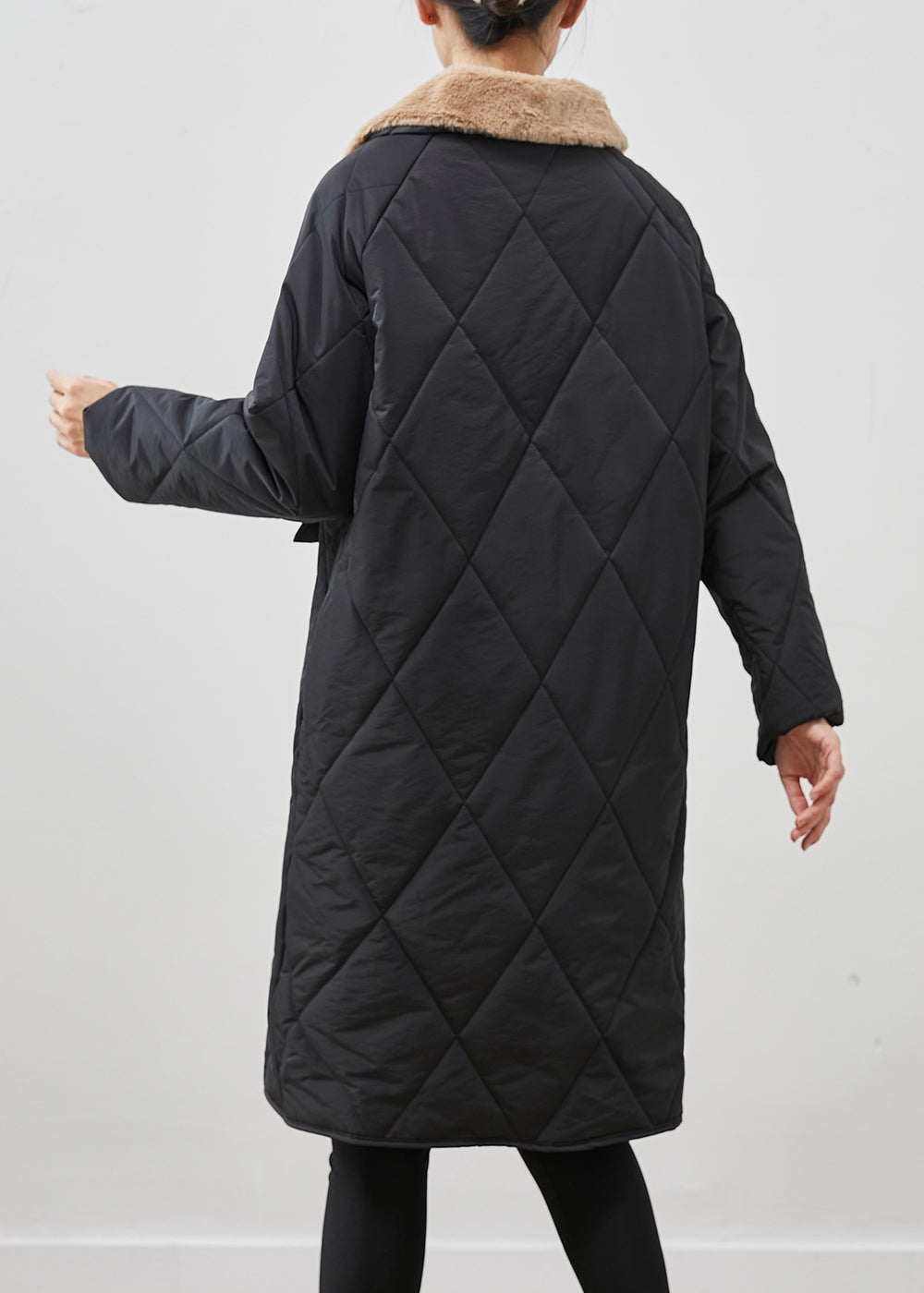 WW | Black Peter Pan Collar Pockets Duck Feathers Puffer Jackets Winter