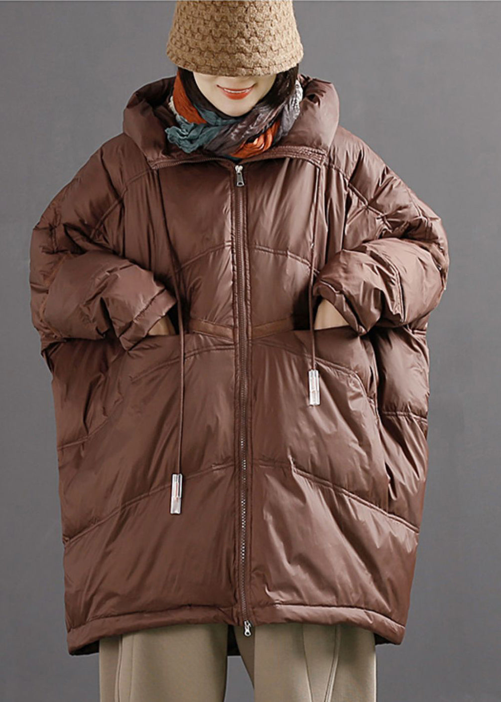 WW | Schwarzgrüne Zip-Up Kordelzug Enten Daunenjacken Winter