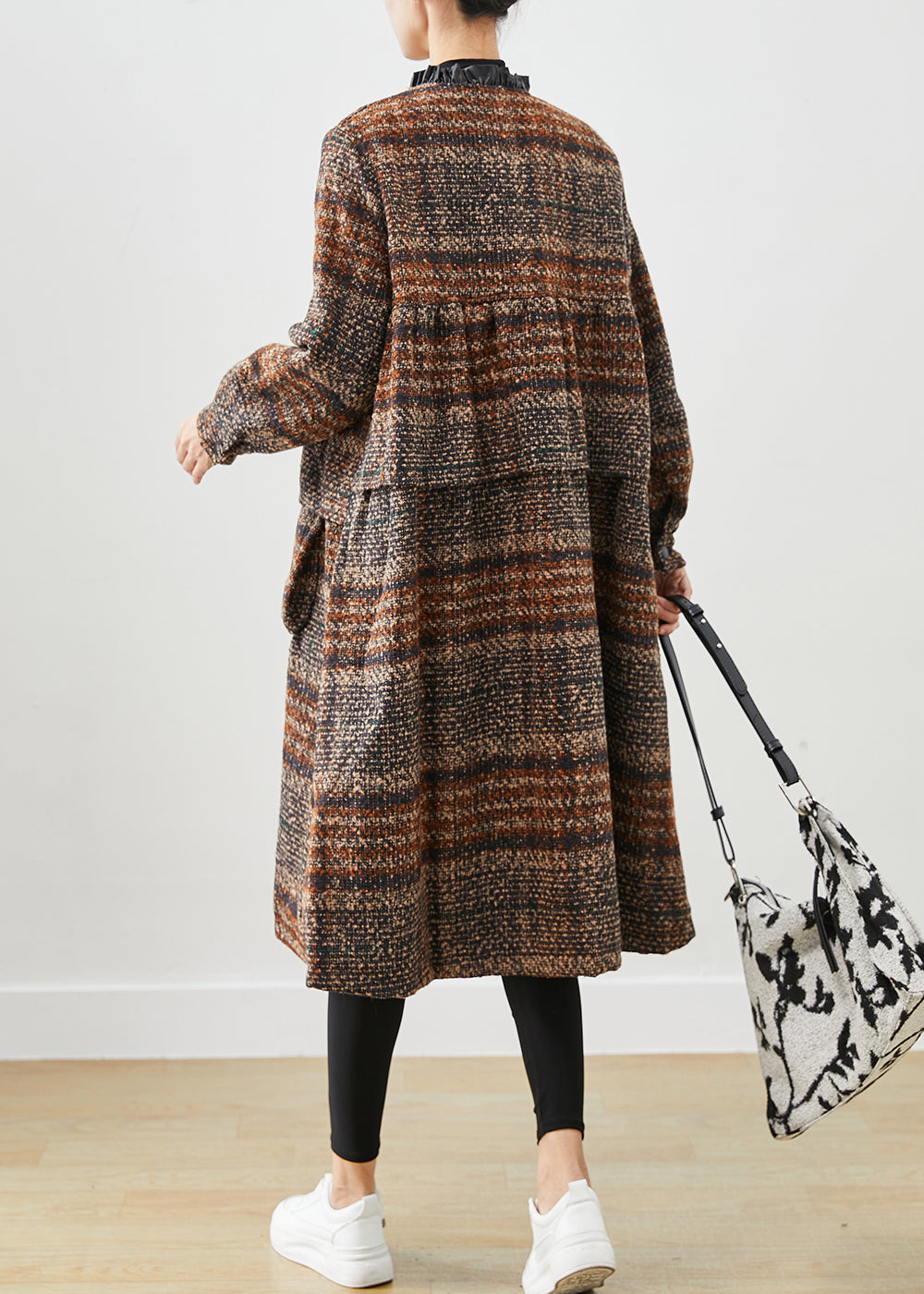 WW | Brown Crew Neck Oversized Thick Wool Coats