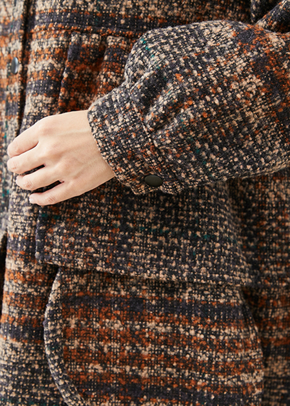 WW | Brown Crew Neck Oversized Thick Wool Coats