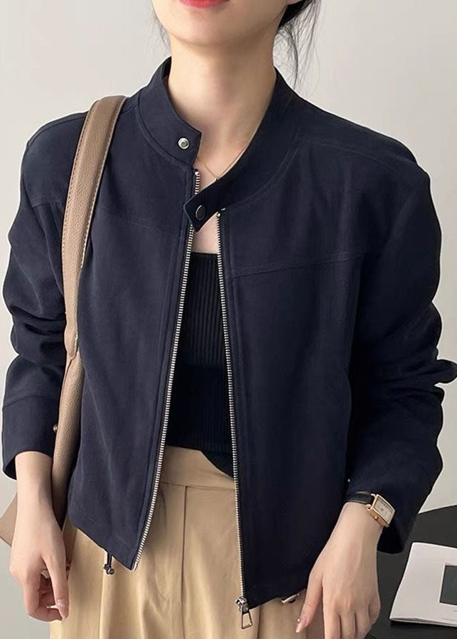 WW | Brown Scoop Neck Zipper Button Coats