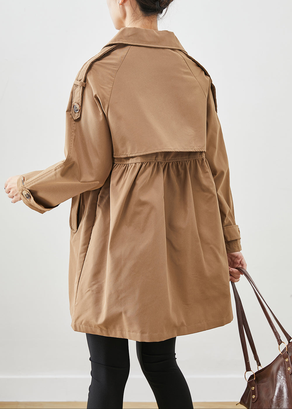 WW | Khaki Double-Breasted Crinkled Cotton Coats