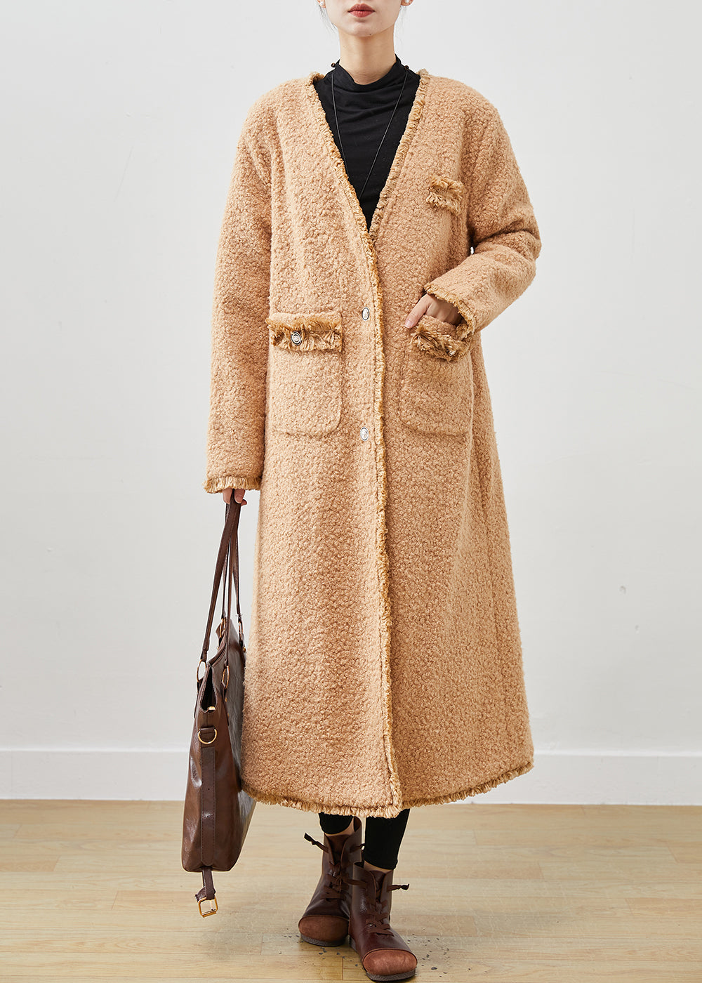 WW | Khaki Oversized Pocket Faux Fur Teddy Coats