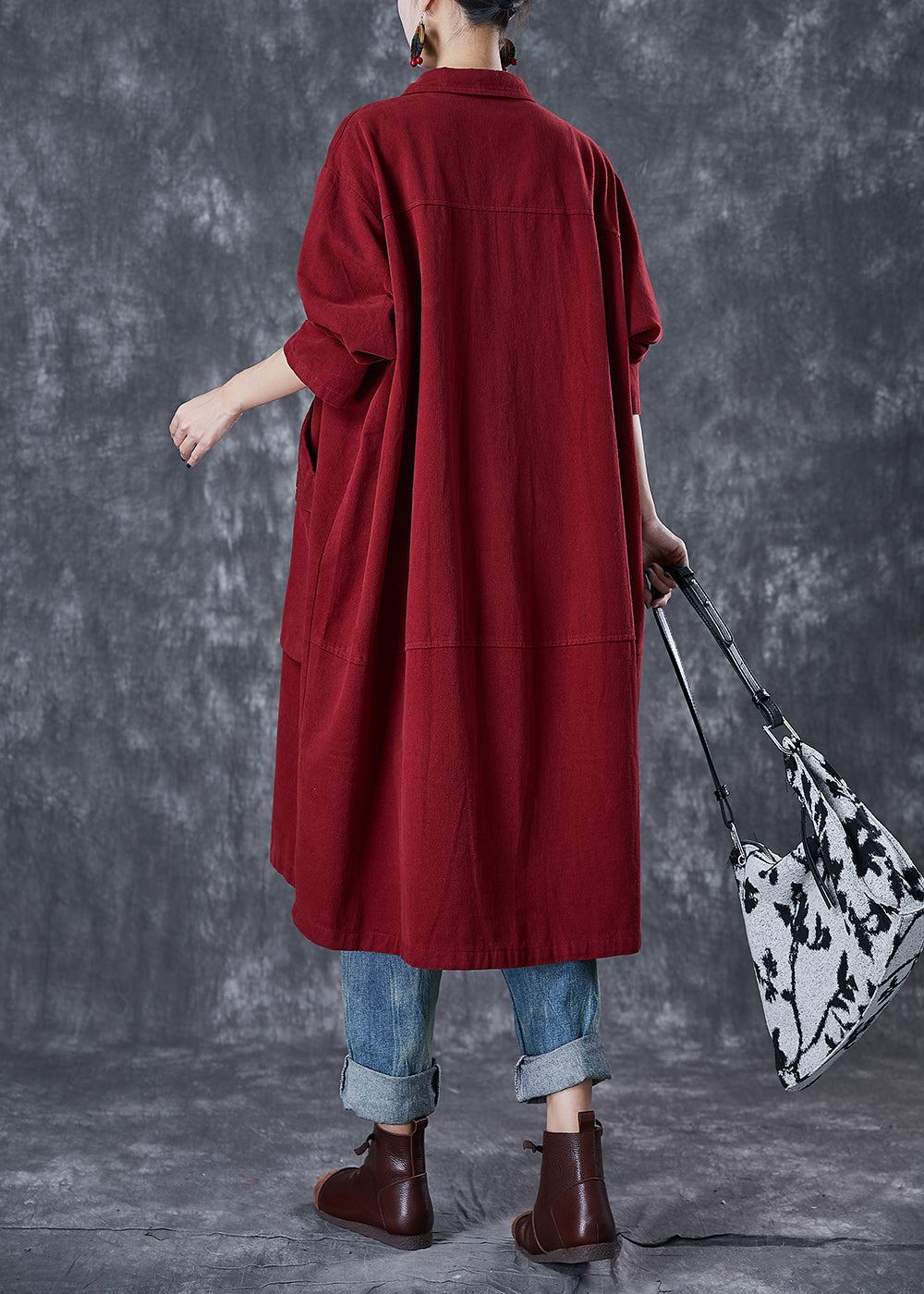 WW | Red Oversized Pocket Cotton Trench Coats