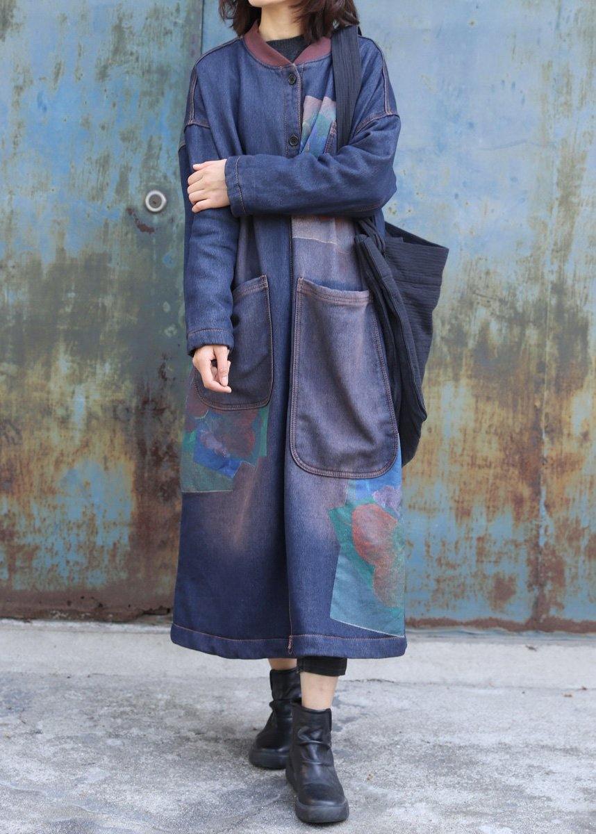 WW | Blue Prints Fashion Trench Coat Inspiration Two Large Pockets Thick Coats