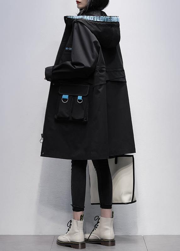 WW | Zip-Up Hoodie Fine Outerwear Black Letter Midi Women's Coats