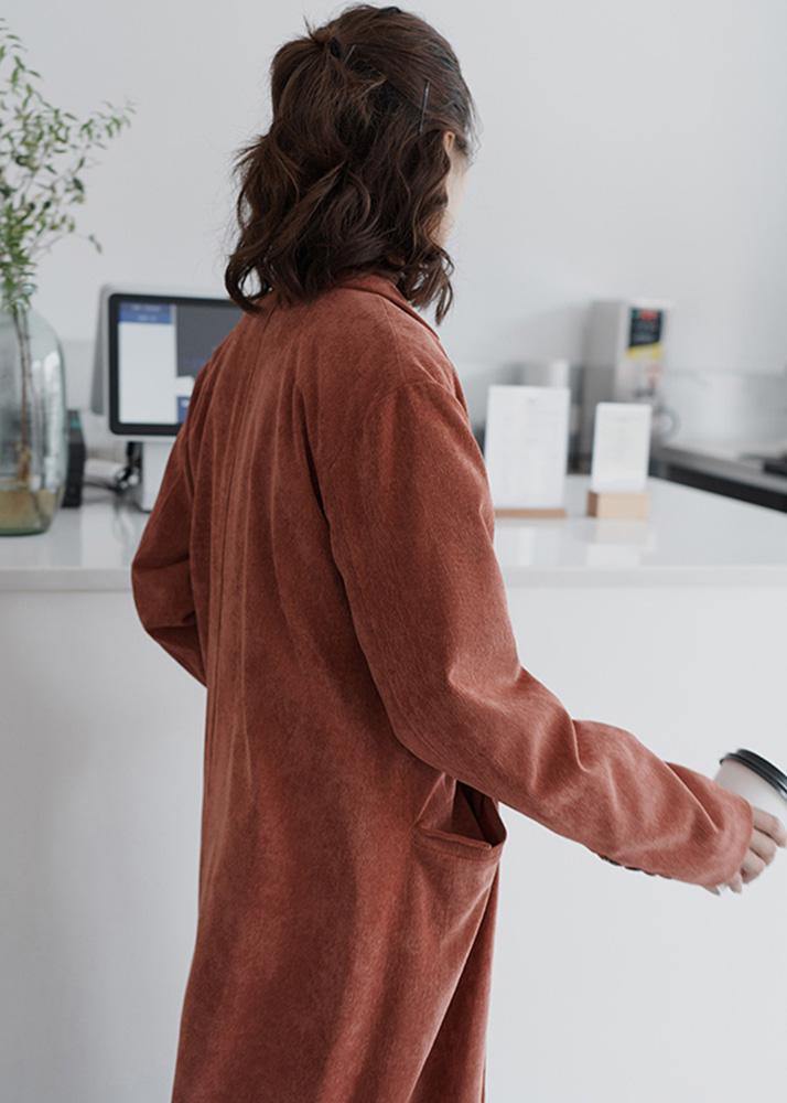WW | rote Mode Tunika Muster Arbeitskleidung Notch-Kragen Winter Damen Mäntel