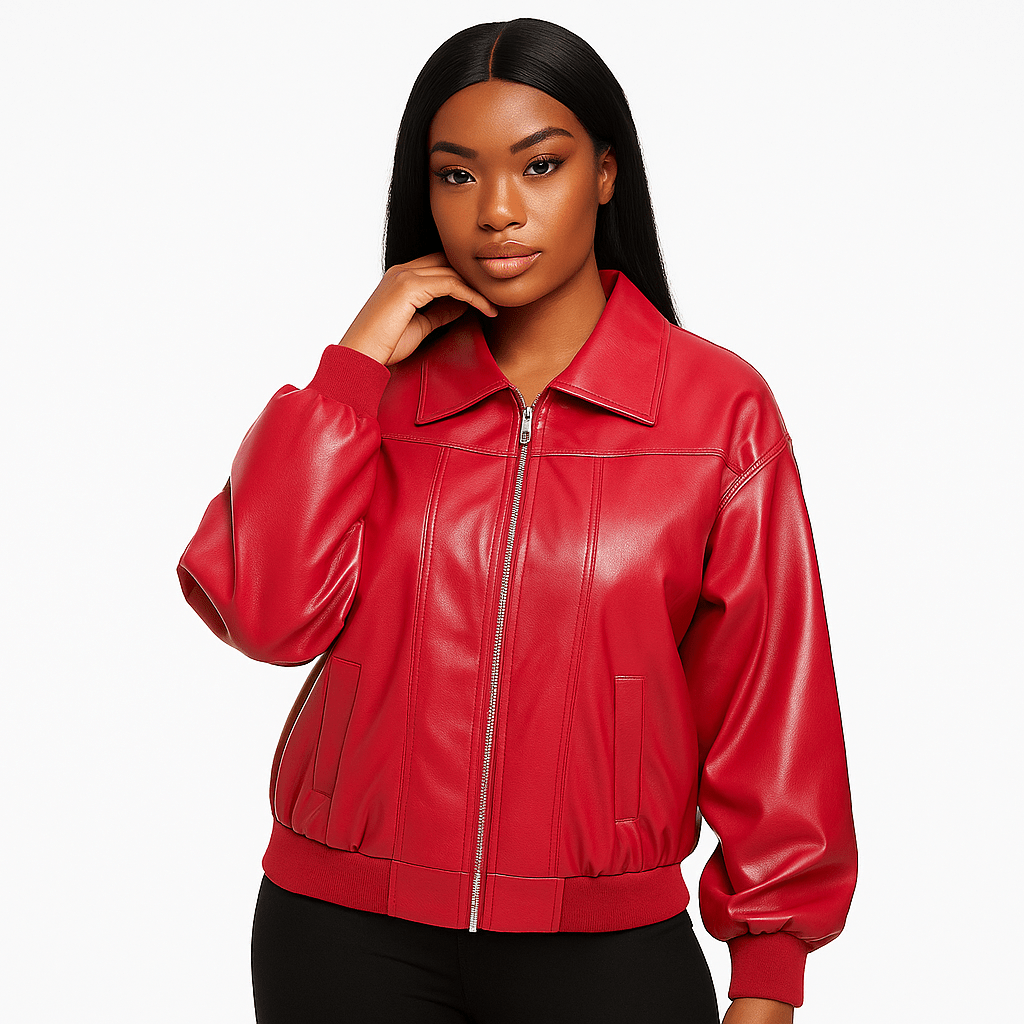 WW | Damen Oversized Leder Winterjacke