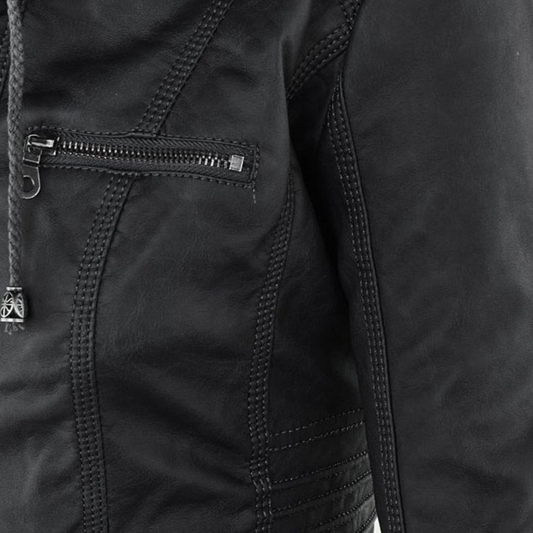 WW | Kunstlederjacke mit Kapuze - Urban Style & Allwetter-Schutz