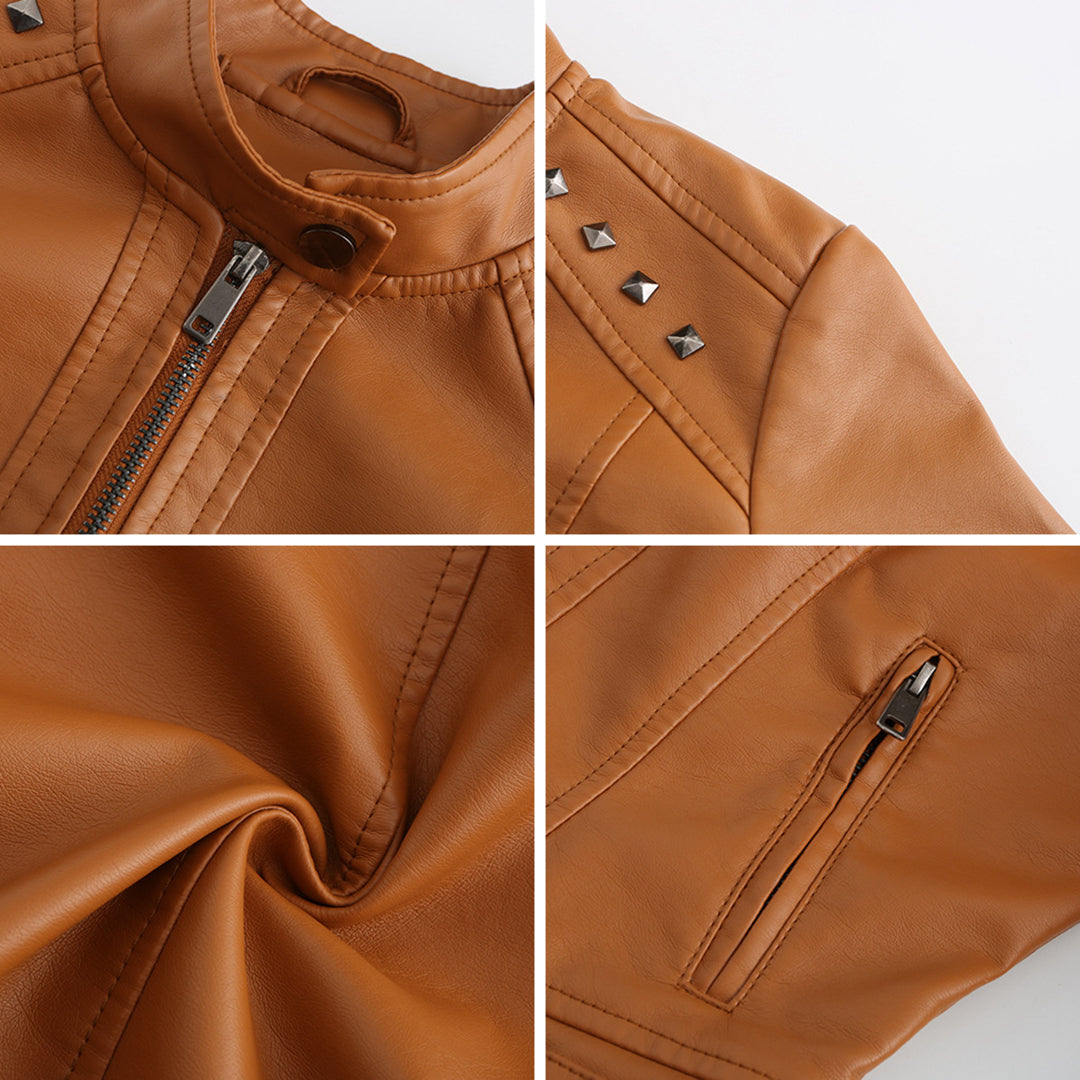WW | Elegante Lederjacke mit einzigartigen Details für Damen