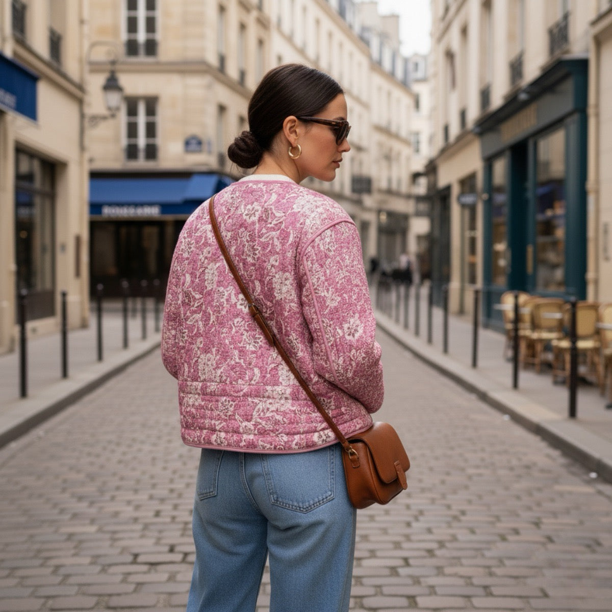 WW | Damen Steppjacke mit floralem Futter