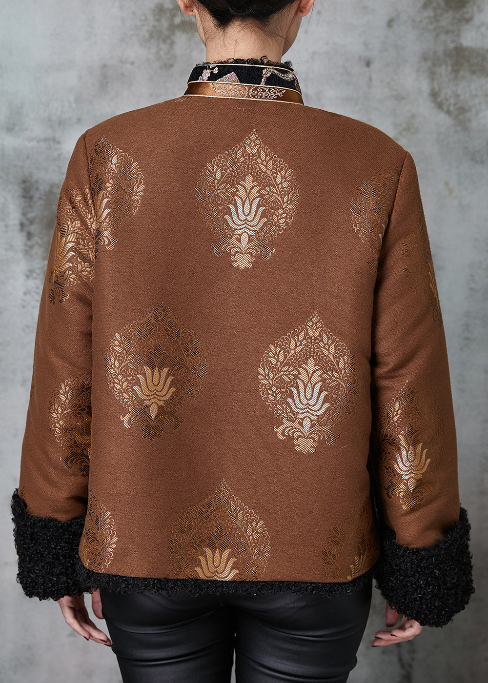 WW | Jacquard Warm Fleece Coats Chinese Button
