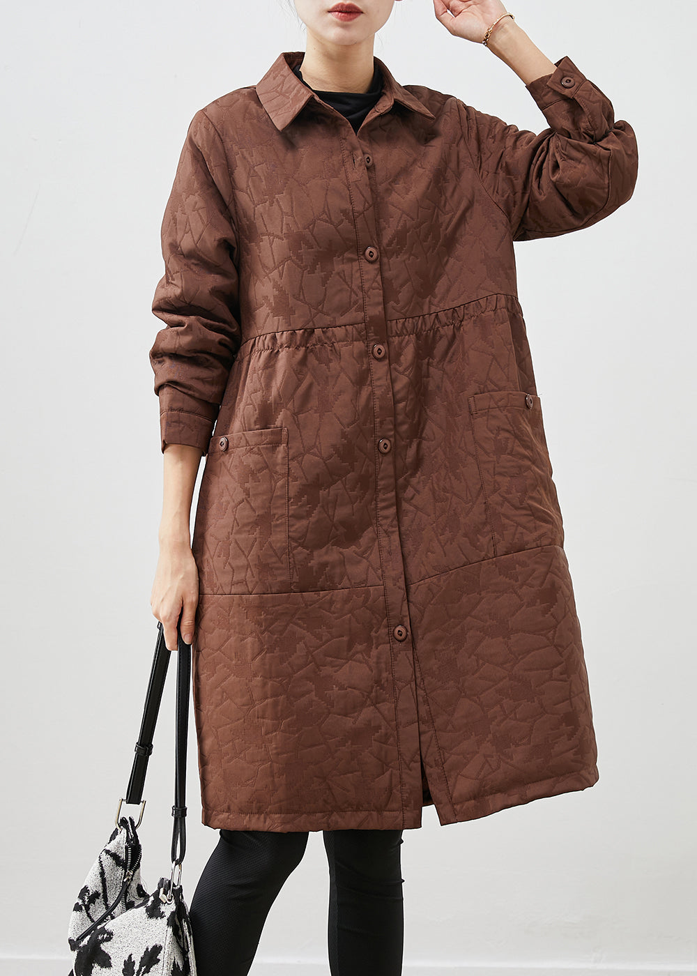 WW | Patchwork Fine Cotton-Filled Coats Oversized Jacquard Winter