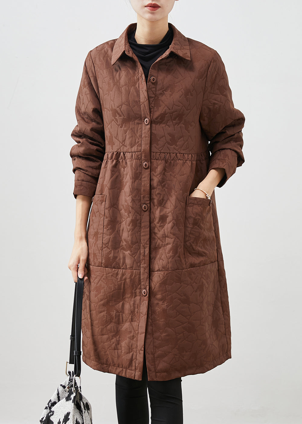 WW | Patchwork Fine Cotton-Filled Coats Oversized Jacquard Winter