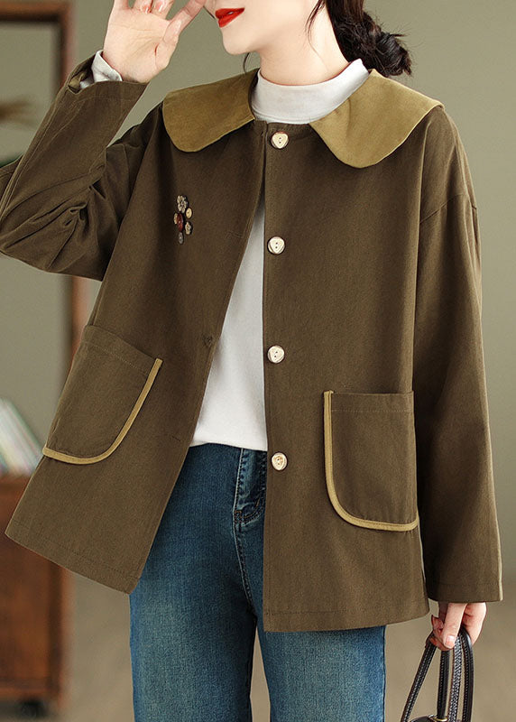 WW | Peter Pan Collar Button Coats Long Sleeves