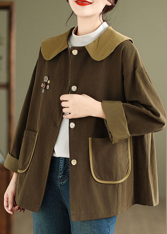 WW | Peter Pan Collar Button Coats Long Sleeves
