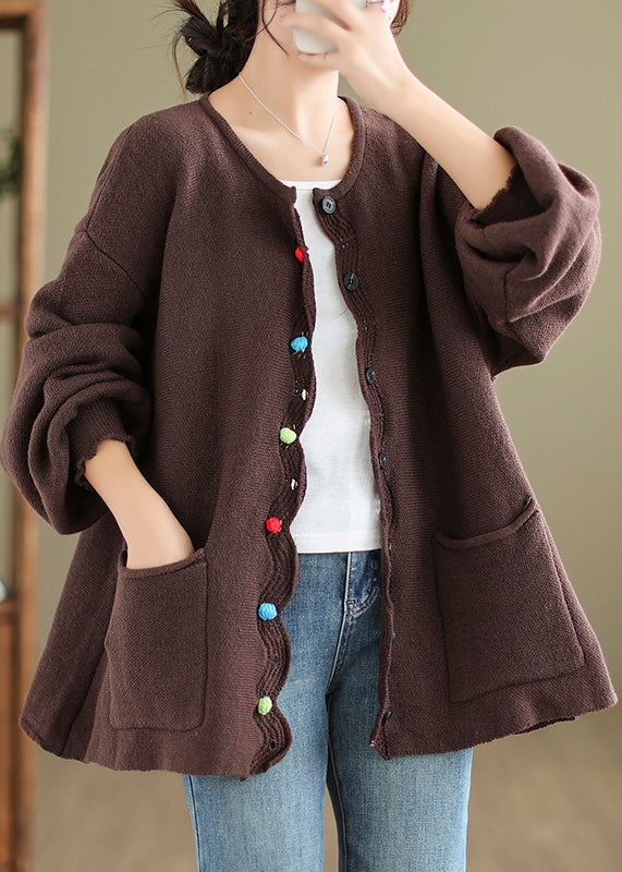 WW | Pockets Patchwork Cozy Cardigans O-Neck