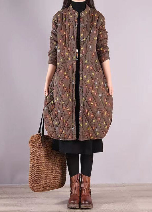 WW | Drucktaschen Patchwork Feine Baumwolle Gefüllte Mäntel Stehkragen Winter