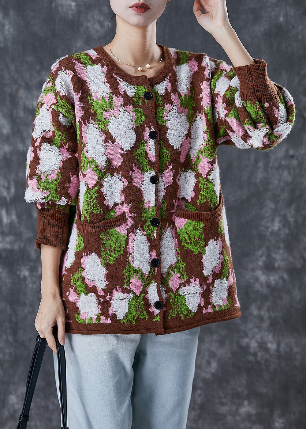 WW | Print Warm Cardigans Pockets Winter