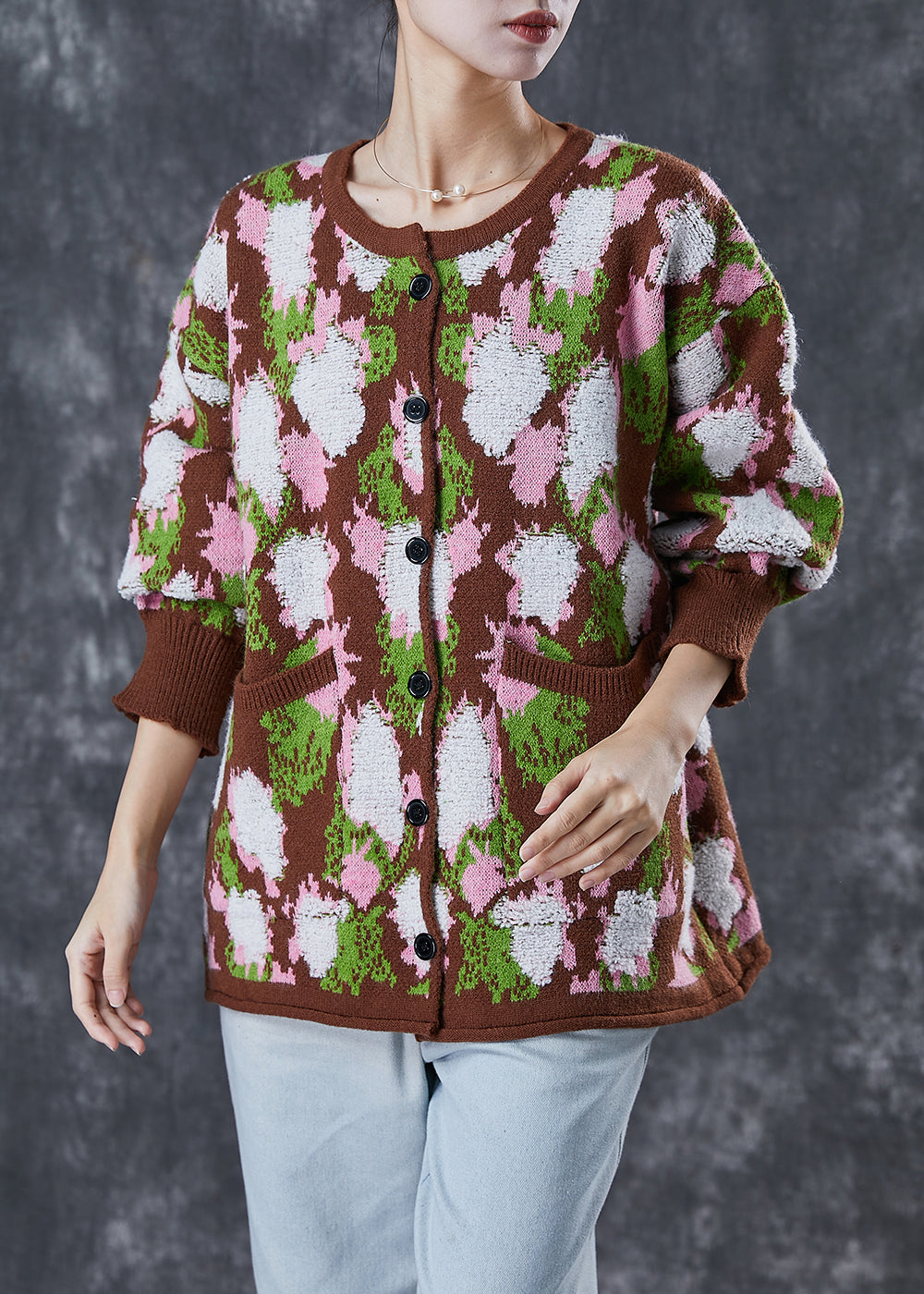WW | Print Warm Cardigans Pockets Winter