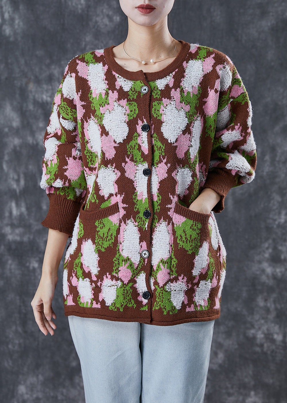 WW | Print Warm Cardigans Pockets Winter