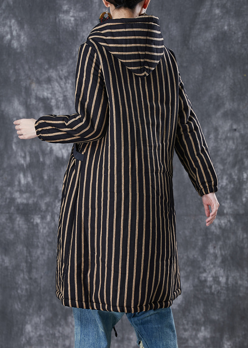 WW | Striped Warm Fleece Hooded Winter Coats