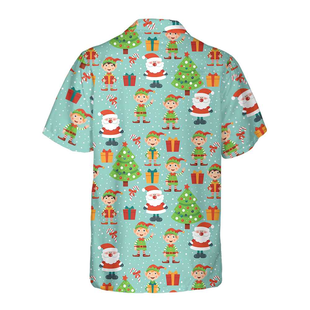 WW | Buntes Santa Helper Muster Hawaiian Shirt, Lustiges Weihnachtshemd, Beste Weihnachtsgeschenkidee