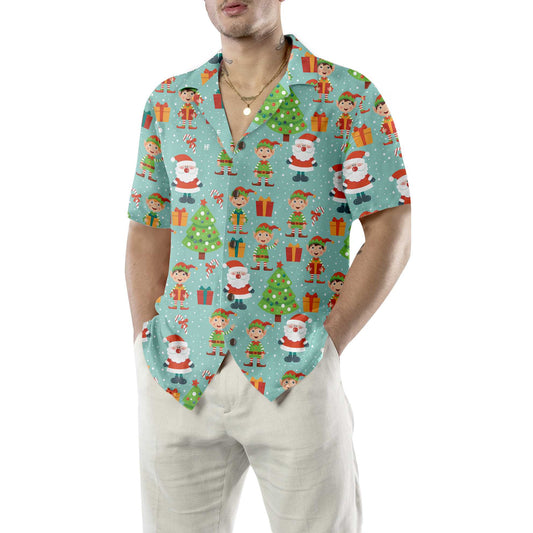 WW | Colorful Santa Helper Pattern Hawaiian Shirt, Funny Christmas Shirt, Best Christmas Gift Idea