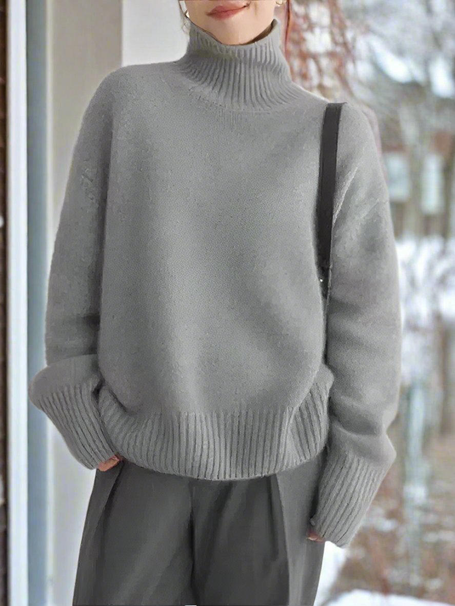 WW | Hochkragen Pullover Wollmischung Übergroß Schnitt Weicher Strickkomfort