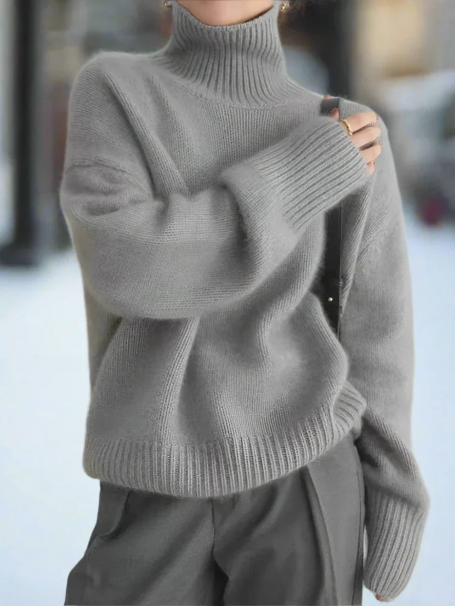 WW | Turtleneck Sweater Soft Knit Oversized Fit Long Sleeves Ribbed Knit